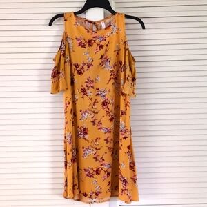 Xhilaration Cold Shoulder Dress. Size XS.  Butterscotch Floral